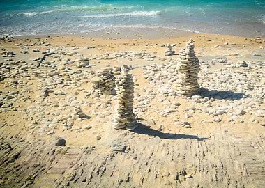Pile of stones on beach