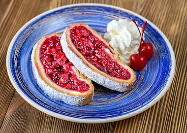 Slices of cherry strudel