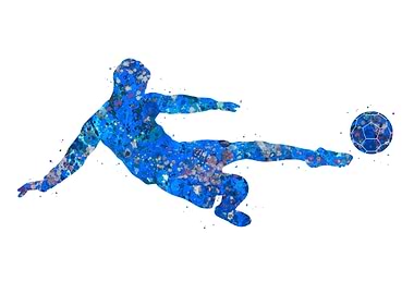 Soccer shooting blue art
