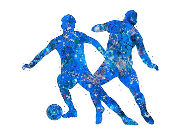 Soccer dribble blue art