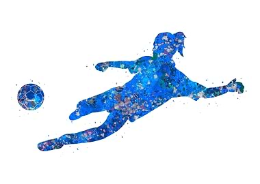 Soccer girl blue art