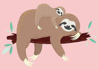 Sloth mom with baby