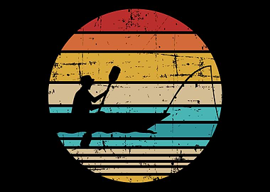 Kayak Fishing Vintage retr