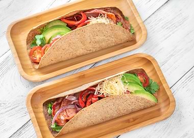 Tacos with ham and vegetab