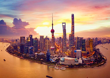 Shanghai China Sunset City