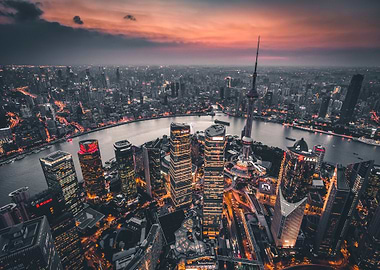 Shanghai China City Night