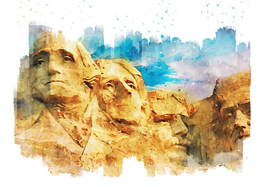 Mount Rushmore Watercolor