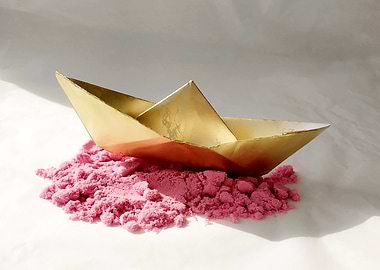 Gold paper boat