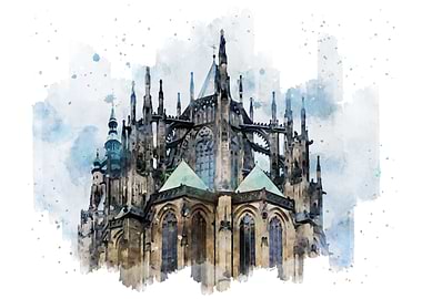 Prague Castle Watercolor