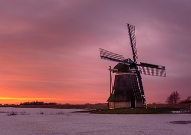 Mill with purple sky