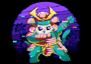 Samurai Cat Vaporwave