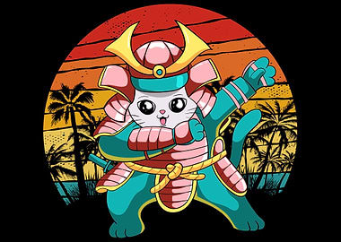 Maneki Neko Cat Samurai