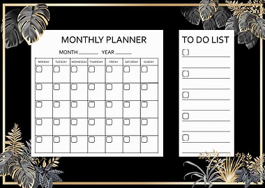 Monthly planner art deco