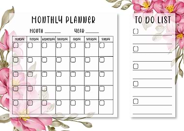 Monthly planner flowers