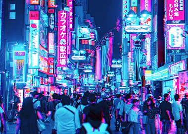 Neon Night City In Japan
