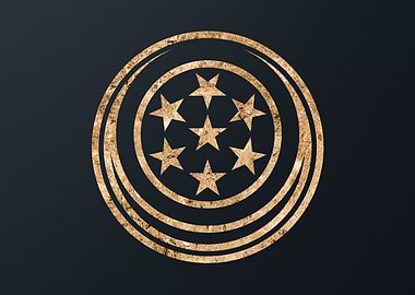 Gold Geometric Glyph Sign