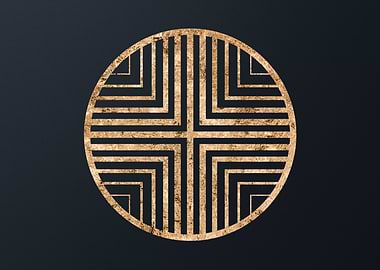 Gold Geometric Glyph Sign