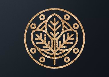 Gold Geometric Glyph Sign