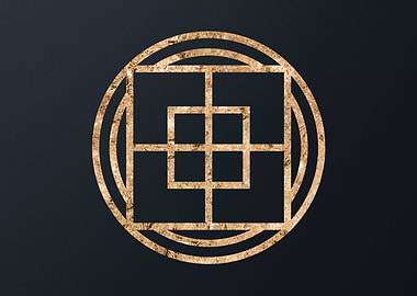 Gold Geometric Glyph Sign