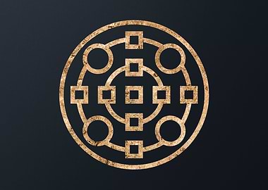 Gold Geometric Glyph Sign