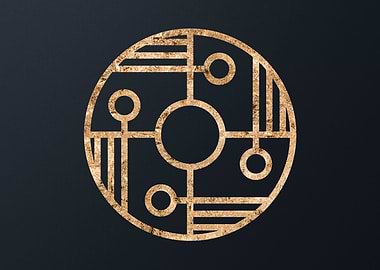 Gold Geometric Glyph Sign