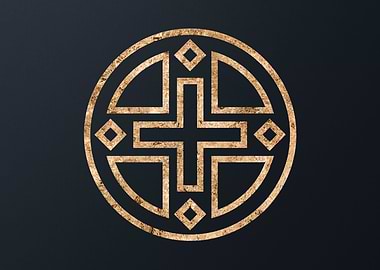 Gold Geometric Glyph Sign