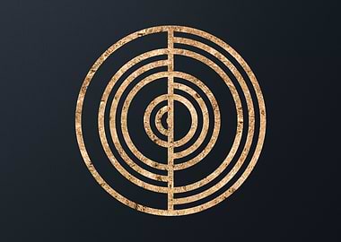 Gold Geometric Glyph Sign