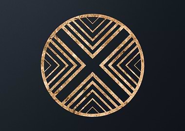 Gold Geometric Glyph Sign