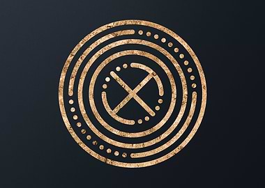 Gold Geometric Glyph Sign