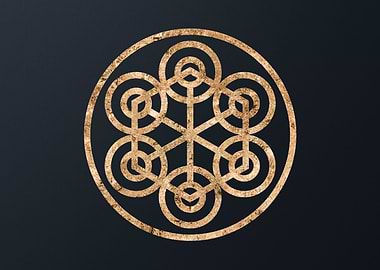 Gold Geometric Glyph Sign