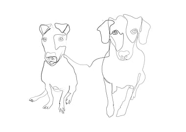 Dog Line Art 2 Black White