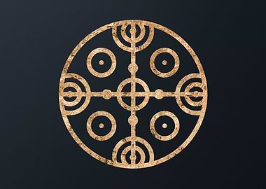 Gold Geometric Glyph Sign