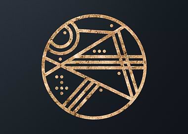 Gold Geometric Glyph Sign