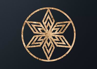 Gold Geometric Glyph Sign