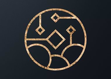 Gold Geometric Glyph Sign