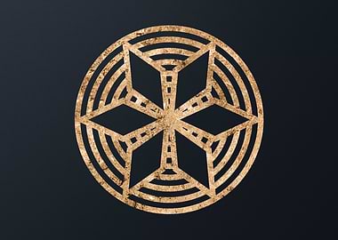 Gold Geometric Glyph Sign