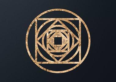 Gold Geometric Glyph Sign