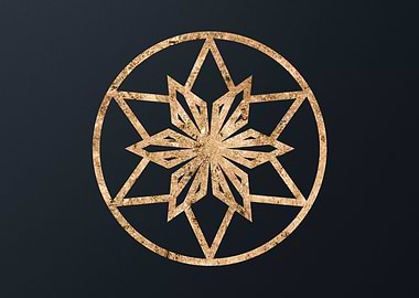 Gold Geometric Glyph Sign
