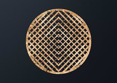 Gold Geometric Glyph Sign