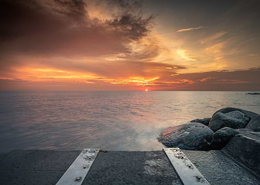 Landscape sea coast sunset