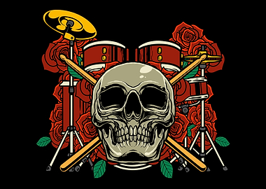 Drumming Skull Roses
