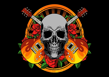 Guitar Skull Roses