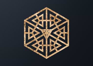 Gold Geometric Glyph Sign