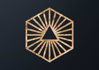 Gold Geometric Glyph Sign