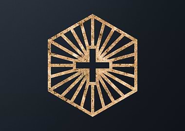 Gold Geometric Glyph Sign