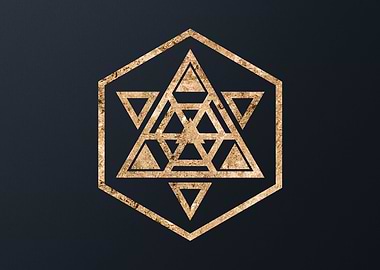 Gold Geometric Glyph Sign