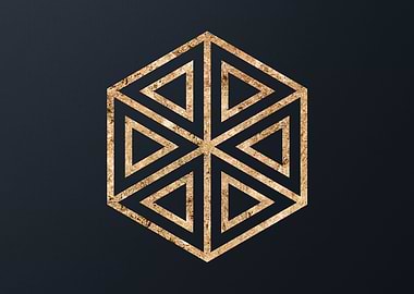 Gold Geometric Glyph Sign