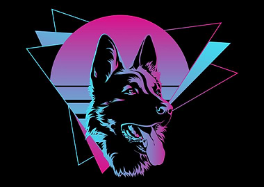 German Shepherd Vaporwave