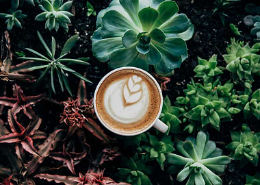 coffee with succulents