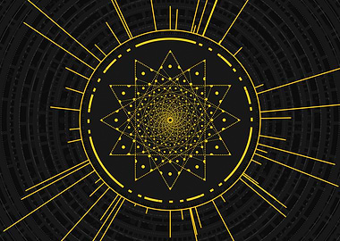 Gold Sacred Geometry Glyph